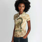 Neper and Nepit Women Polo Shirt Ancient Harvest and Fertility Design with Sickle and Grain