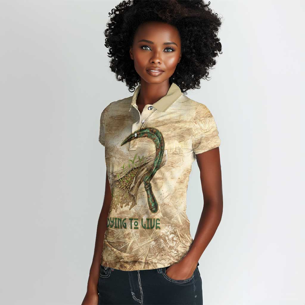 Neper and Nepit Women Polo Shirt Ancient Harvest and Fertility Design with Sickle and Grain