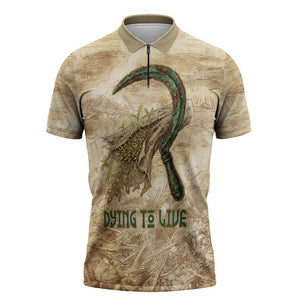 Neper and Nepit Zipper Polo Shirt Ancient Harvest and Fertility Design with Sickle and Grain