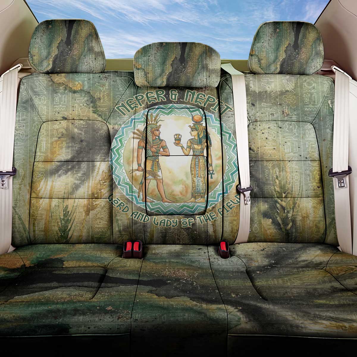 Neper and Nepit Back Car Seat Cover Ancient Egyptian Seed Awakening and Fertility