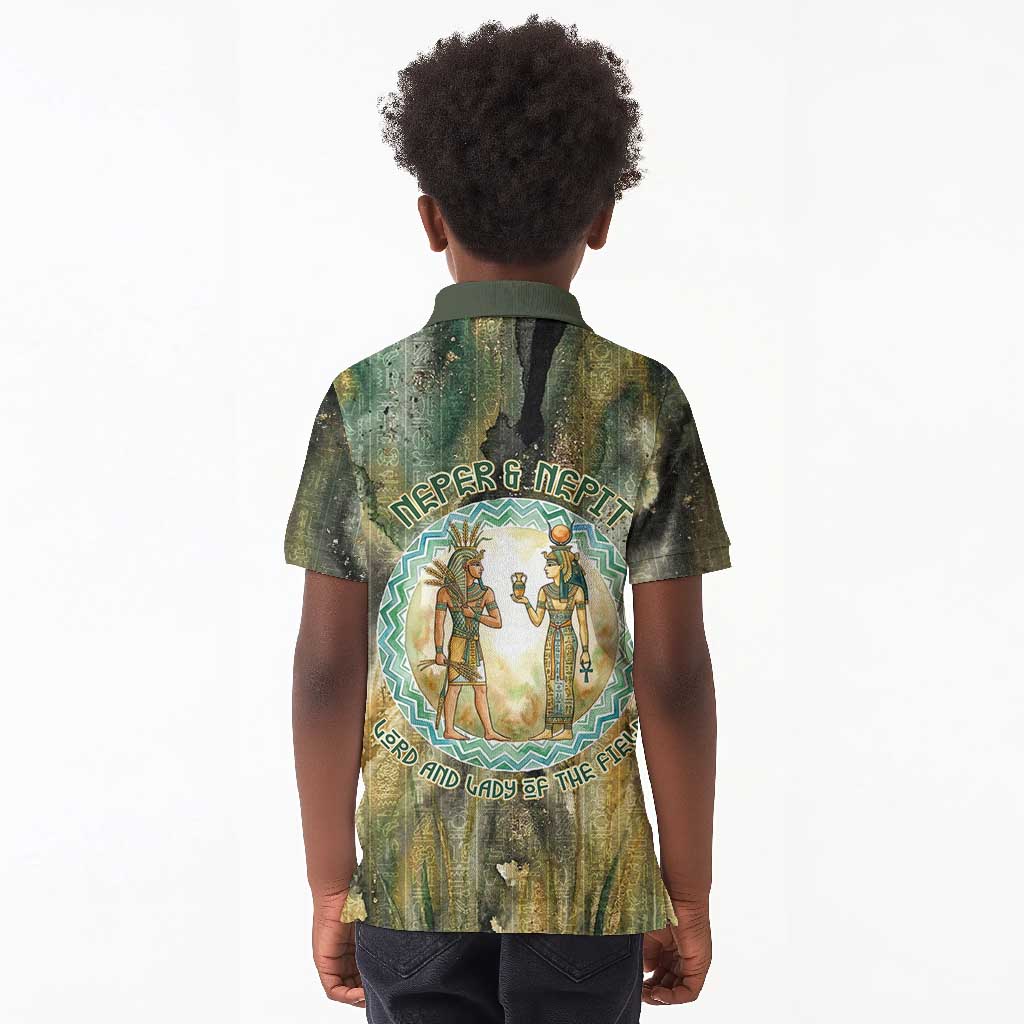 Neper and Nepit Kid Polo Shirt Ancient Egyptian Seed Awakening and Fertility