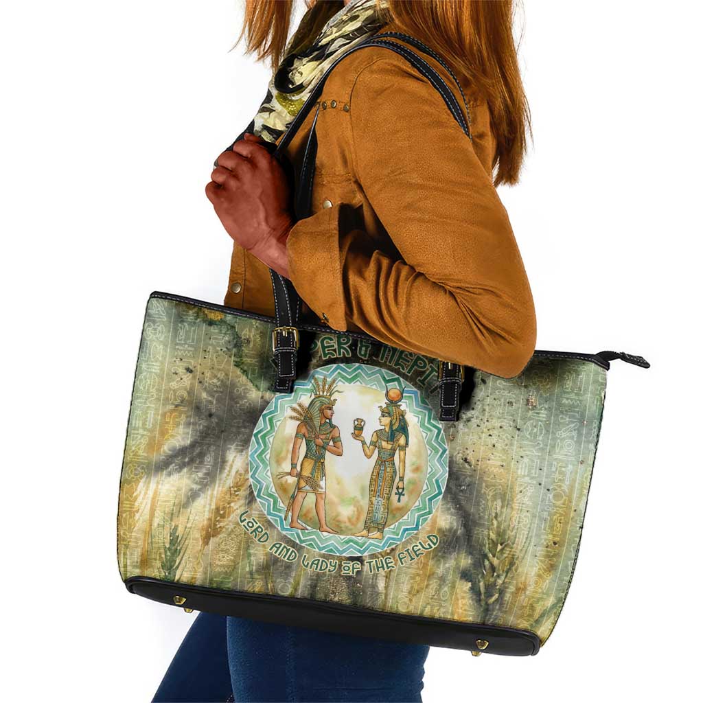 Neper and Nepit Leather Tote Bag Ancient Egyptian Seed Awakening and Fertility