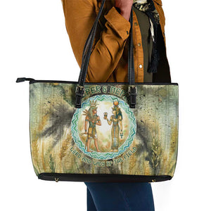Neper and Nepit Leather Tote Bag Ancient Egyptian Seed Awakening and Fertility