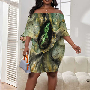 Neper and Nepit Off Shoulder Short Dress Ancient Egyptian Seed Awakening and Fertility