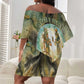 Neper and Nepit Off Shoulder Short Dress Ancient Egyptian Seed Awakening and Fertility