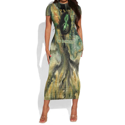 Neper and Nepit Short Sleeve Bodycon Dress Ancient Egyptian Seed Awakening and Fertility