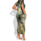 Neper and Nepit Short Sleeve Bodycon Dress Ancient Egyptian Seed Awakening and Fertility