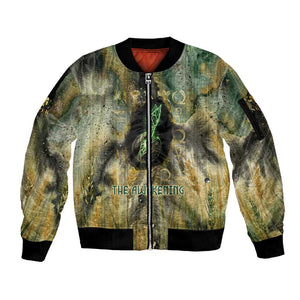 Neper and Nepit Sleeve Zip Bomber Jacket Ancient Egyptian Seed Awakening and Fertility