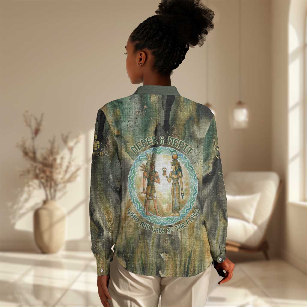 Neper and Nepit Women Casual Shirt Ancient Egyptian Seed Awakening and Fertility