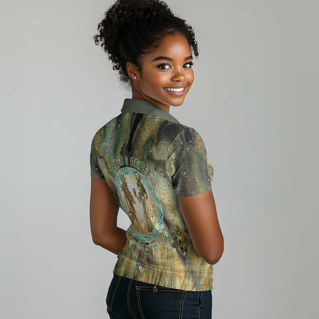 Neper and Nepit Women Polo Shirt Ancient Egyptian Seed Awakening and Fertility
