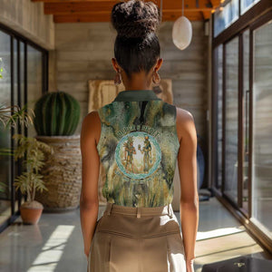 Neper and Nepit Women Sleeveless Polo Shirt Ancient Egyptian Seed Awakening and Fertility