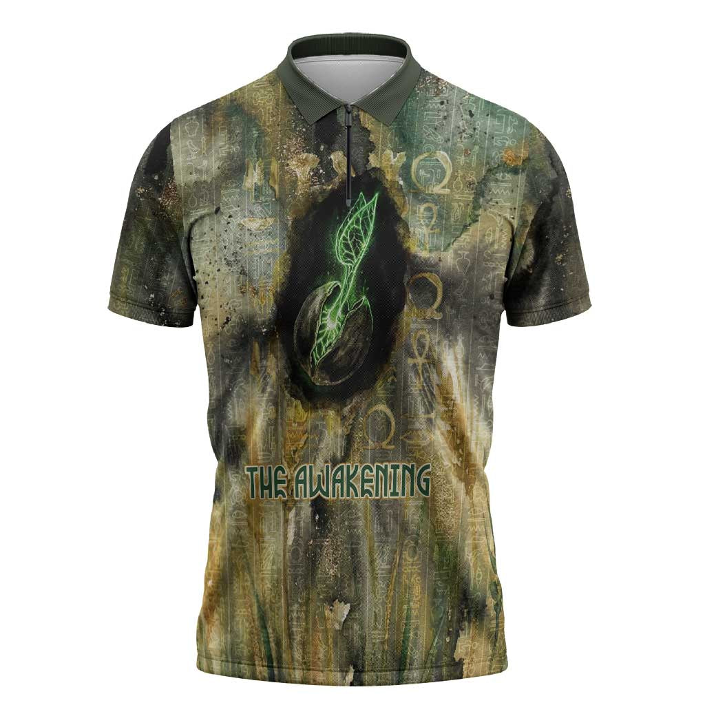Neper and Nepit Zipper Polo Shirt Ancient Egyptian Seed Awakening and Fertility