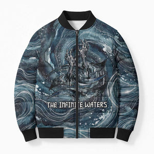 Egypt Nun and Naunet Bomber Puffer Jacket Primordial Water Gods Cosmic Ocean Infinite Waves