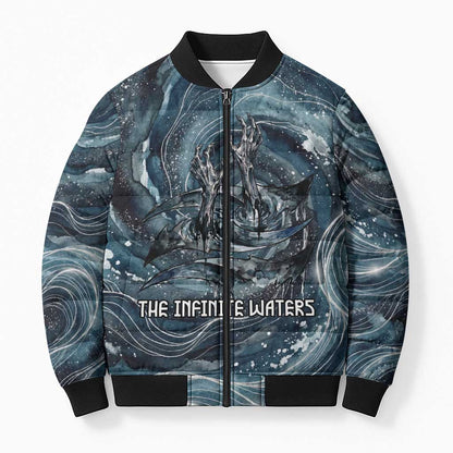 Egypt Nun and Naunet Bomber Puffer Jacket Primordial Water Gods Cosmic Ocean Infinite Waves