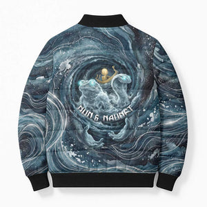 Egypt Nun and Naunet Bomber Puffer Jacket Primordial Water Gods Cosmic Ocean Infinite Waves