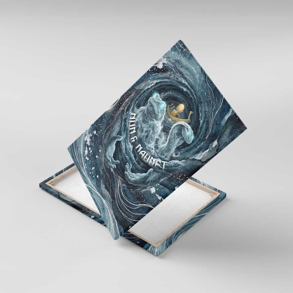 Egypt Nun and Naunet Canvas Wall Art Primordial Water Gods Cosmic Ocean Infinite Waves