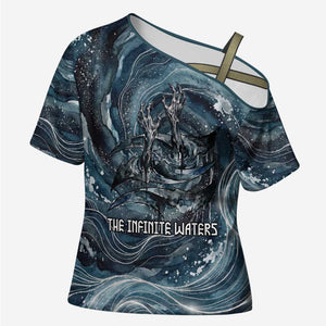 Egypt Nun and Naunet Cross Shoulder Shirt Primordial Water Gods Cosmic Ocean Infinite Waves