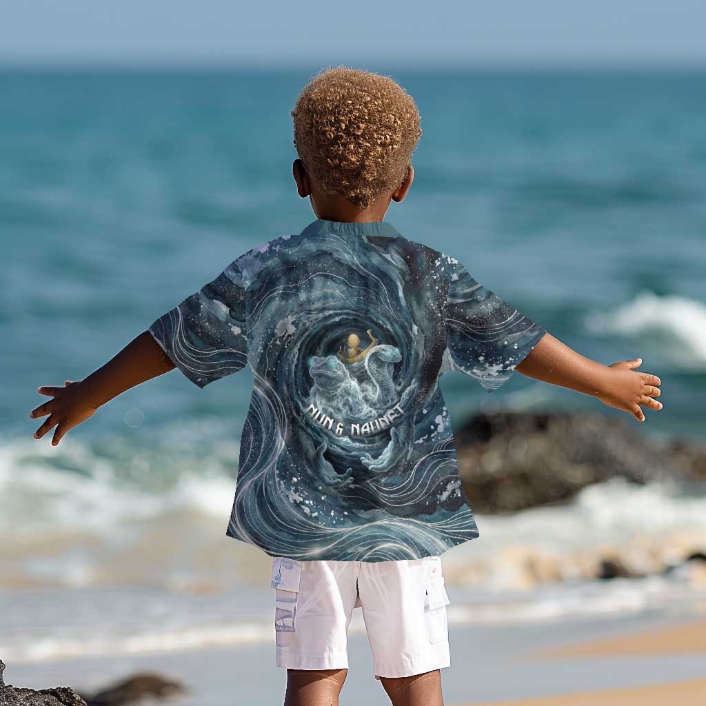 Egypt Nun and Naunet Kid Hawaiian Shirt Primordial Water Gods Cosmic Ocean Infinite Waves