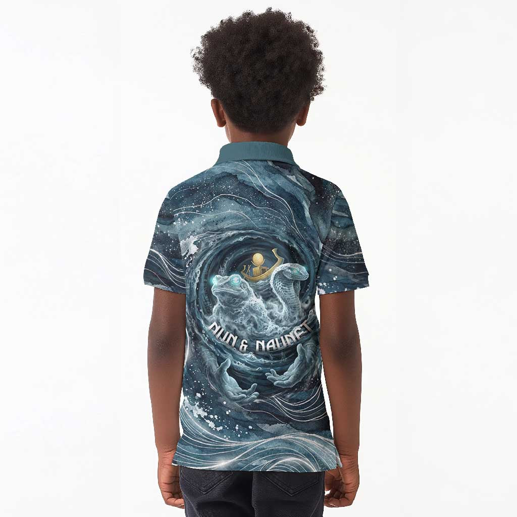 Egypt Nun and Naunet Kid Polo Shirt Primordial Water Gods Cosmic Ocean Infinite Waves