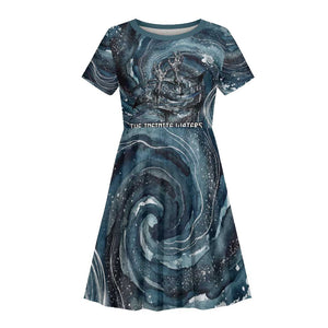 Egypt Nun and Naunet Kid Short Sleeve Dress Primordial Water Gods Cosmic Ocean Infinite Waves