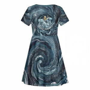 Egypt Nun and Naunet Kid Short Sleeve Dress Primordial Water Gods Cosmic Ocean Infinite Waves