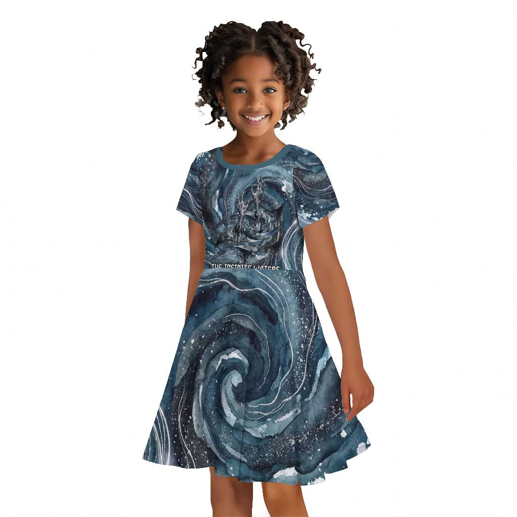 Egypt Nun and Naunet Kid Short Sleeve Dress Primordial Water Gods Cosmic Ocean Infinite Waves