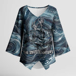 Egypt Nun and Naunet Kimono Sleeve Blouse Primordial Water Gods Cosmic Ocean Infinite Waves
