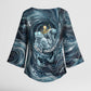 Egypt Nun and Naunet Kimono Sleeve Blouse Primordial Water Gods Cosmic Ocean Infinite Waves