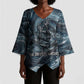 Egypt Nun and Naunet Kimono Sleeve Blouse Primordial Water Gods Cosmic Ocean Infinite Waves