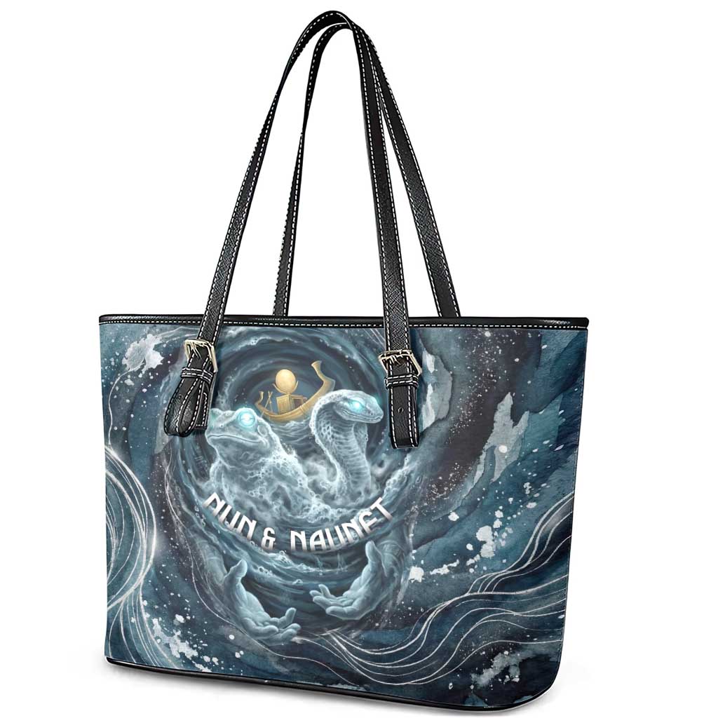 Egypt Nun and Naunet Leather Tote Bag Primordial Water Gods Cosmic Ocean Infinite Waves