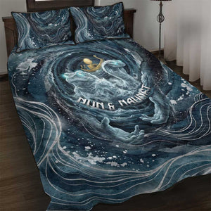 Egypt Nun and Naunet Quilt Bed Set Primordial Water Gods Cosmic Ocean Infinite Waves