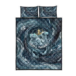Egypt Nun and Naunet Quilt Bed Set Primordial Water Gods Cosmic Ocean Infinite Waves