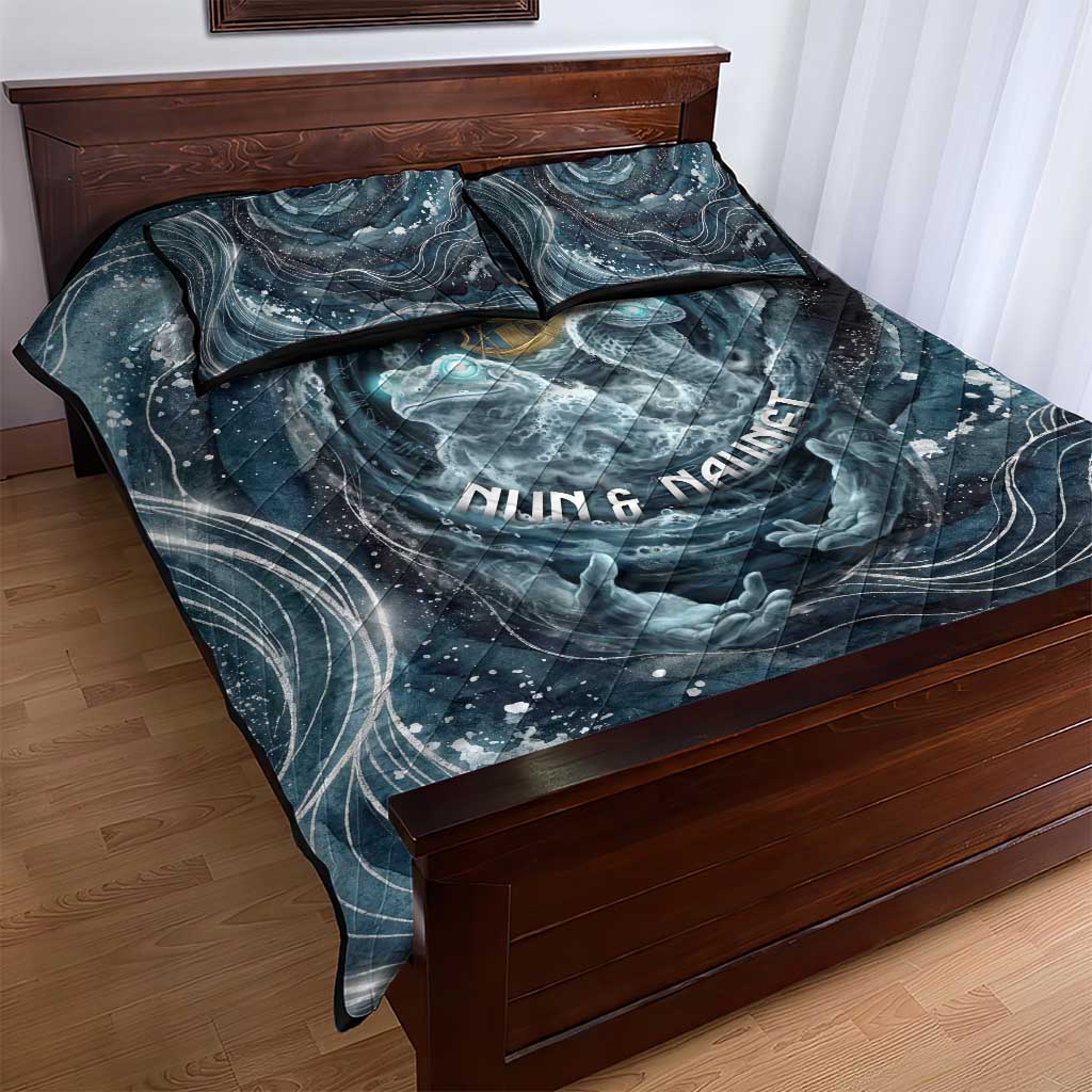Egypt Nun and Naunet Quilt Bed Set Primordial Water Gods Cosmic Ocean Infinite Waves