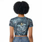 Egypt Nun and Naunet Raglan Cropped T shirt Primordial Water Gods Cosmic Ocean Infinite Waves