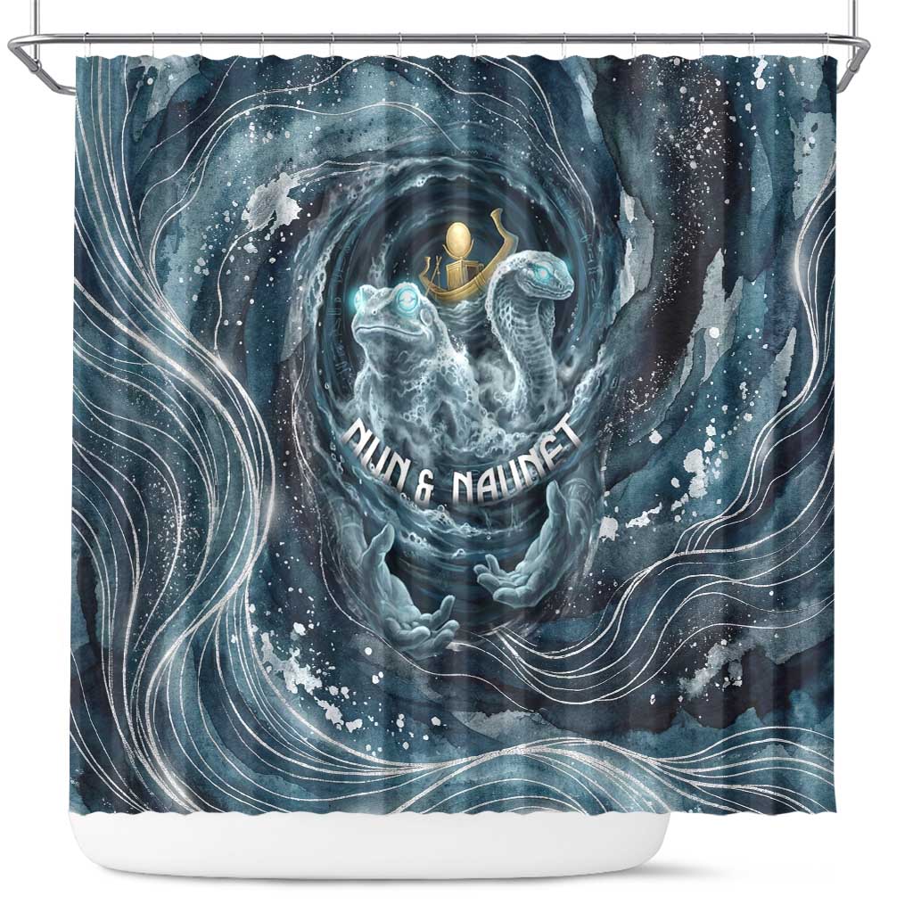 Egypt Nun and Naunet Shower Curtain Primordial Water Gods Cosmic Ocean Infinite Waves