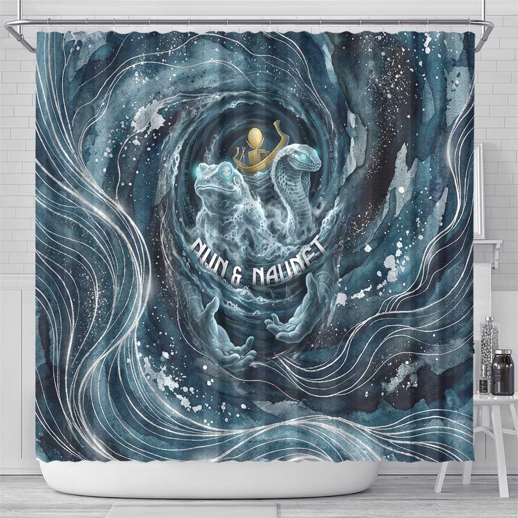 Egypt Nun and Naunet Shower Curtain Primordial Water Gods Cosmic Ocean Infinite Waves