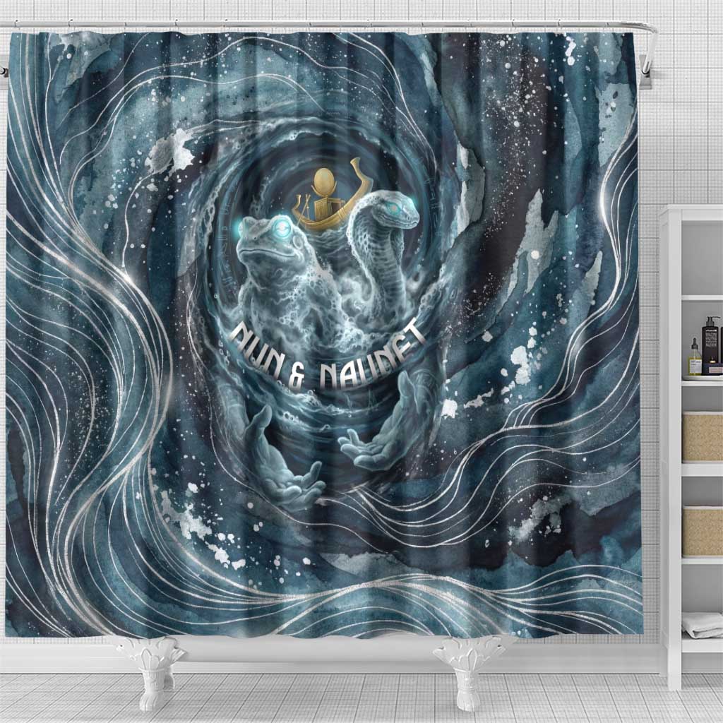 Egypt Nun and Naunet Shower Curtain Primordial Water Gods Cosmic Ocean Infinite Waves
