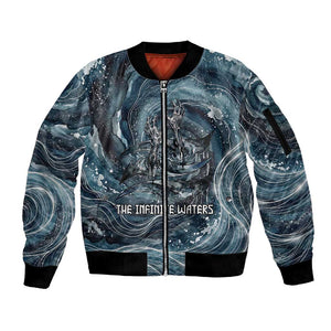 Egypt Nun and Naunet Sleeve Zip Bomber Jacket Primordial Water Gods Cosmic Ocean Infinite Waves