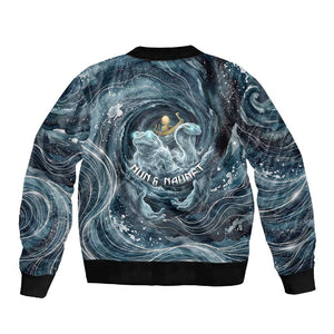 Egypt Nun and Naunet Sleeve Zip Bomber Jacket Primordial Water Gods Cosmic Ocean Infinite Waves