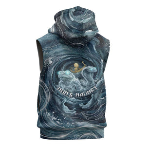 Egypt Nun and Naunet Sleeveless Hoodie Primordial Water Gods Cosmic Ocean Infinite Waves
