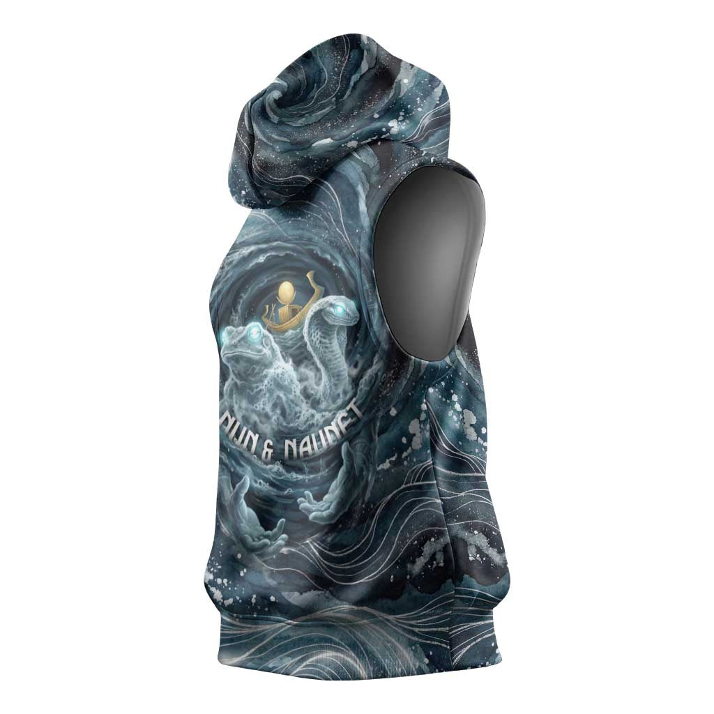Egypt Nun and Naunet Sleeveless Hoodie Primordial Water Gods Cosmic Ocean Infinite Waves