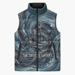 Egypt Nun and Naunet Sleeveless Puffer Jacket Primordial Water Gods Cosmic Ocean Infinite Waves