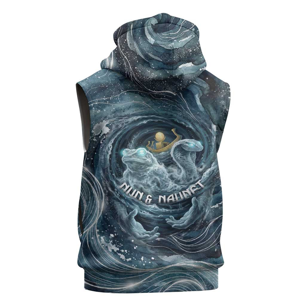 Egypt Nun and Naunet Sleeveless Zip Hoodie Primordial Water Gods Cosmic Ocean Infinite Waves