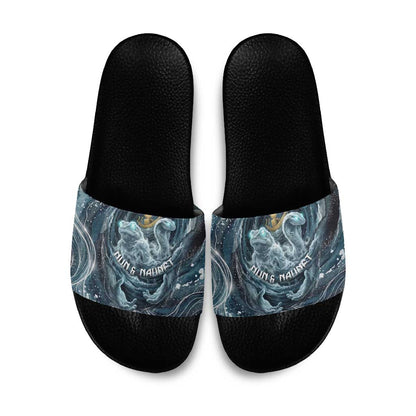 Egypt Nun and Naunet Slide Sandals Primordial Water Gods Cosmic Ocean Infinite Waves