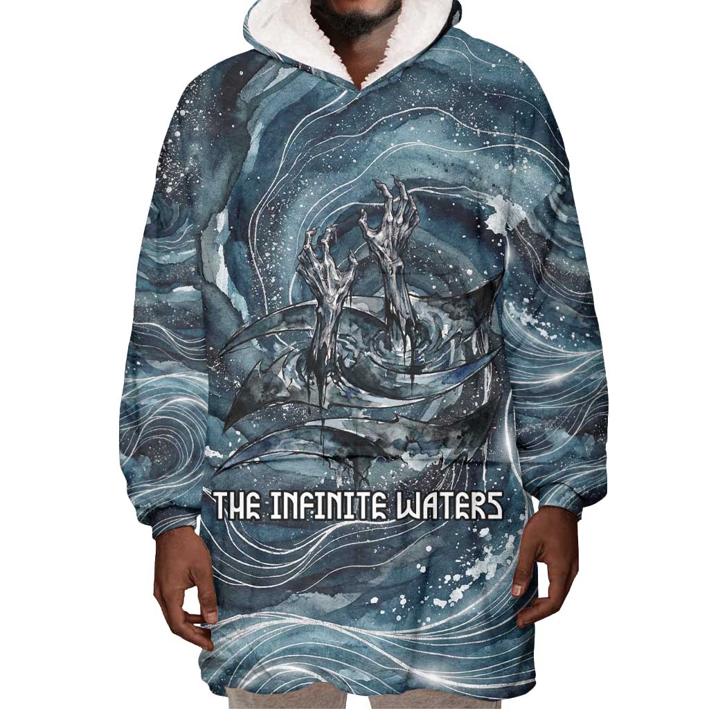 Egypt Nun and Naunet Wearable Blanket Hoodie Primordial Water Gods Cosmic Ocean Infinite Waves