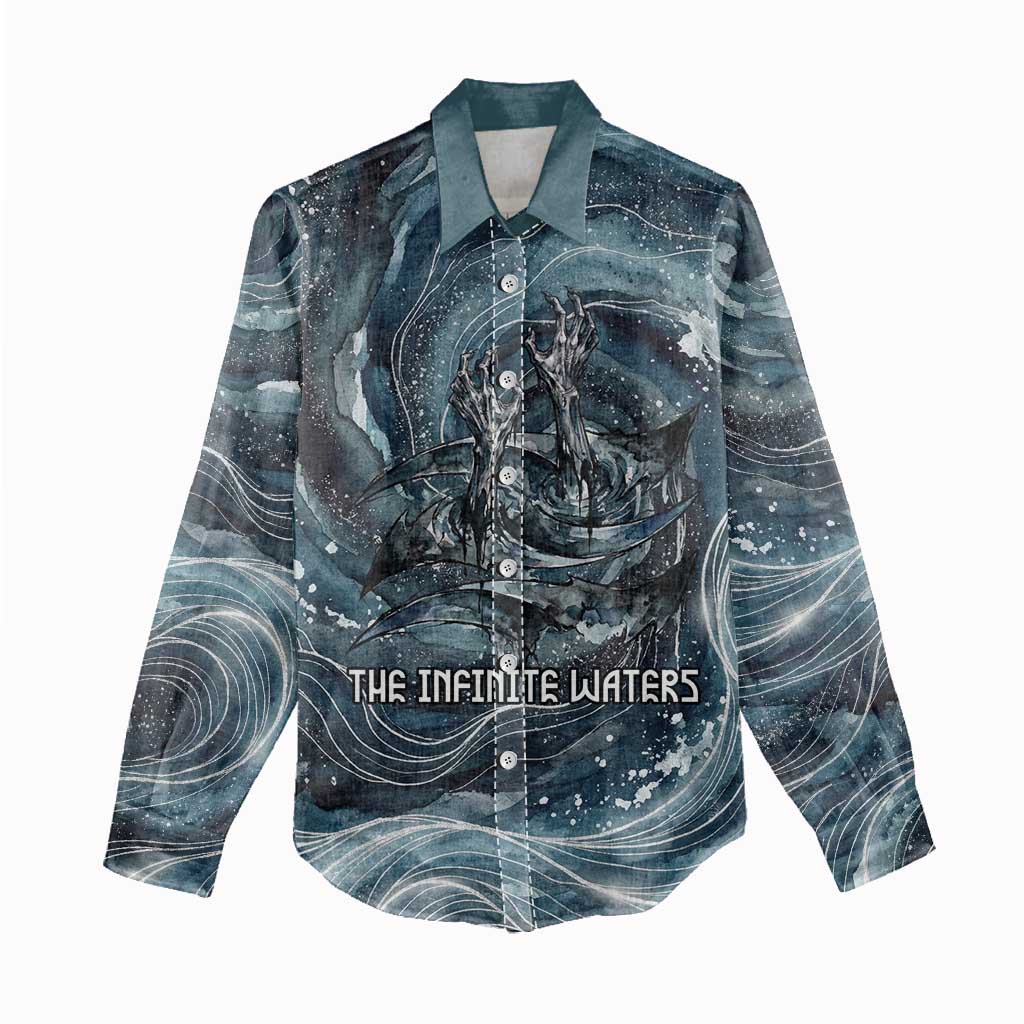 Egypt Nun and Naunet Women Casual Shirt Primordial Water Gods Cosmic Ocean Infinite Waves