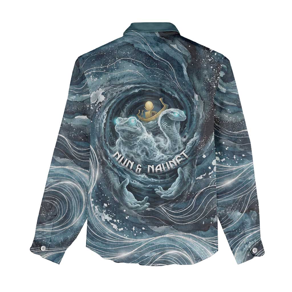Egypt Nun and Naunet Women Casual Shirt Primordial Water Gods Cosmic Ocean Infinite Waves