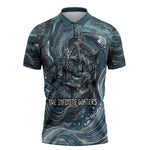 Egypt Nun and Naunet Zipper Polo Shirt Primordial Water Gods Cosmic Ocean Infinite Waves