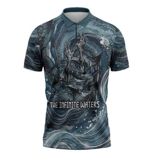 Egypt Nun and Naunet Zipper Polo Shirt Primordial Water Gods Cosmic Ocean Infinite Waves