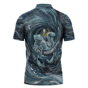 Egypt Nun and Naunet Zipper Polo Shirt Primordial Water Gods Cosmic Ocean Infinite Waves